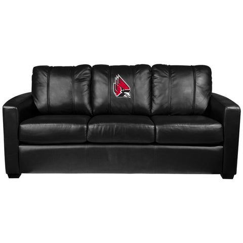 Silver Sofa with Ball State Cardinals Logo
