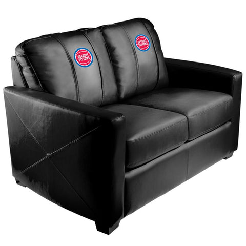 Silver Loveseat Detroit Pistons Logo