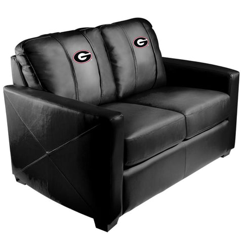 Silver Loveseat with Georgia Bulldogs Logo
