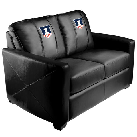 Silver Loveseat with Illinois Fighting Illini Logo