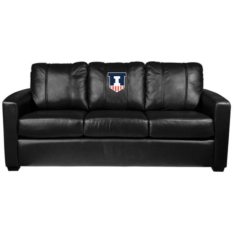Silver Sofa with Illinois Fighting Illini Logo