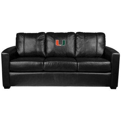 Silver Sofa with Miami Hurricanes Logo