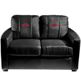 Silver Loveseat with Arkansas Razorbacks Logo