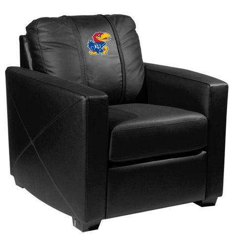 Silver Club Chair with Kansas Jayhawks Logo Panel