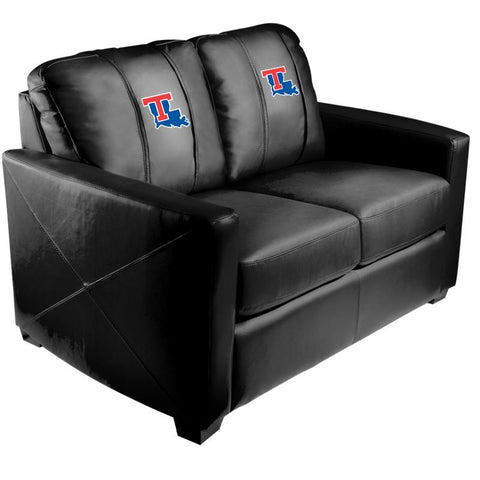 Silver Loveseat with Louisiana Tech Bulldogs Logo