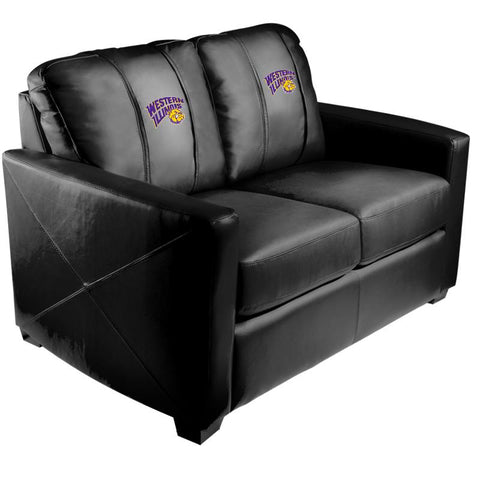 Silver Loveseat with Western Illinois University Leathernecks Logo