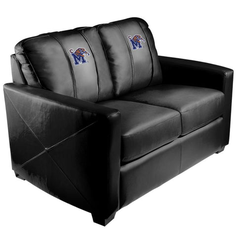 Silver Loveseat with Memphis Tigers Logo Panel