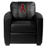 Silver Club Chair with Red Ribbon Logo Panel