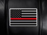 Silver Sofa with Red Line Flag Logo Panel