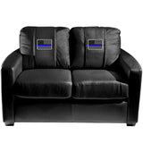Silver Loveseat with Blue Line Flag Logo Panel
