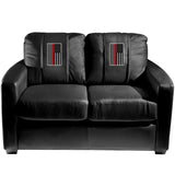 Silver Loveseat with Red Line Flag Vertical Logo Panel