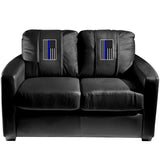 Silver Loveseat with Blue Line Flag Vertical Logo Panel