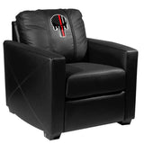 Silver Club Chair with Red Line Skull Logo Panel