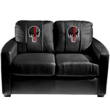 Silver Loveseat with Red Line Skull Logo Panel