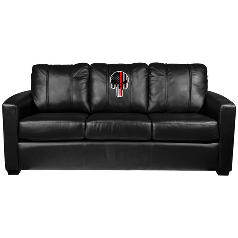 Silver Sofa with Red Line Skull Logo Panel