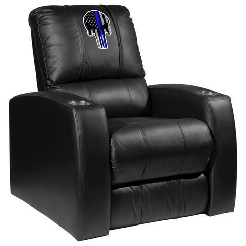 Relax Recliner with Blue Line Skull Logo Panel