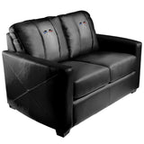 Silver Loveseat with Red and Blue Line Flags Logo Panel