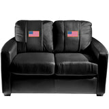 Silver Loveseat with American Flag Logo Panel