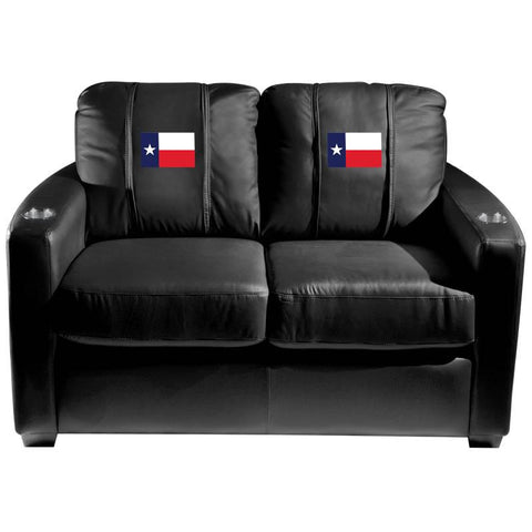 Silver Loveseat with Texan Flag Logo Panel