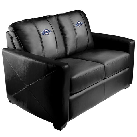 Silver Loveseat with Milwaukee Brewers Logo