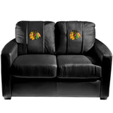 Silver Loveseat with Chicago Blackhawks Logo