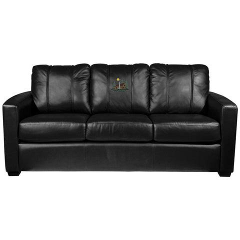 Silver Sofa with Cabin Scene Logo Panel
