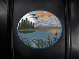 Silver Sofa with Mountain Background Logo Panel