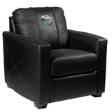 Silver Club Chair with Mountain Background Logo Panel