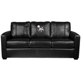 Silver Sofa with Baseball Pitcher Logo Panel