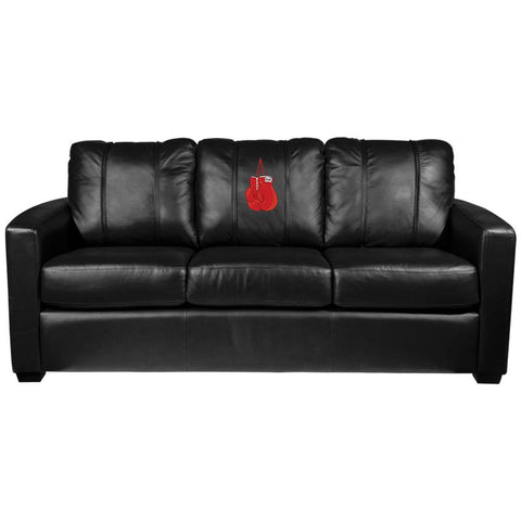 Silver Sofa with Boxing Gloves Logo Panel