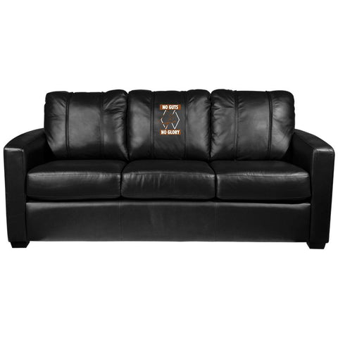 Silver Sofa with Ski No Guts No Glory Logo Panel