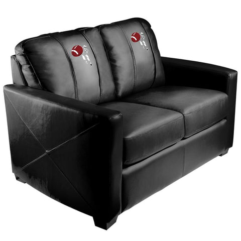 Silver Loveseat with Football Quarterback Throw Logo Panel