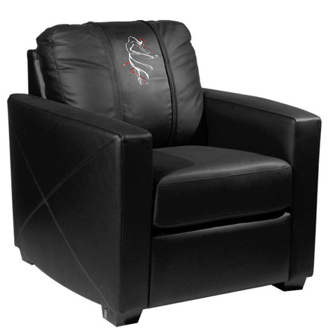Silver Club Chair with Ballerina Red Ribbon Logo Panel