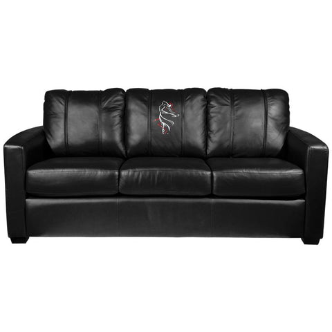 Silver Sofa with Ballerina Red Ribbon Logo Panel