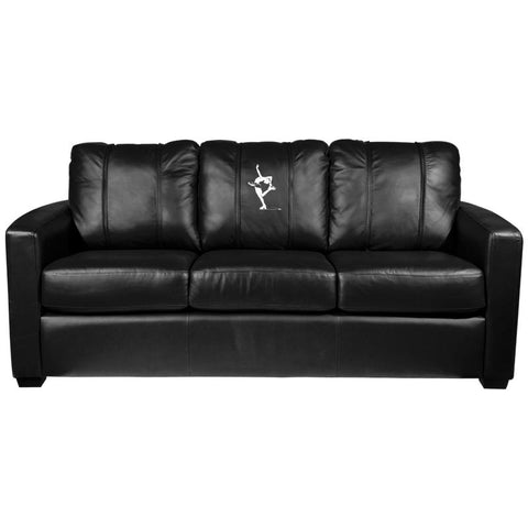 Silver Sofa with Figure Skater Catch Foot Logo Panel