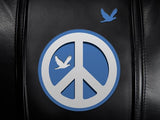 Silver Club Chair with Peace Sign Blue Logo Panel