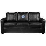 Silver Sofa with Peace Sign Blue Logo Panel