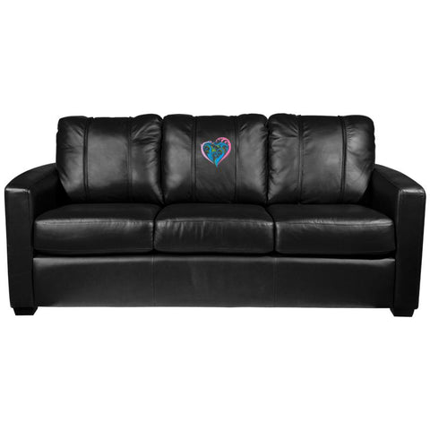 Silver Sofa with Floral Heart Logo Panel