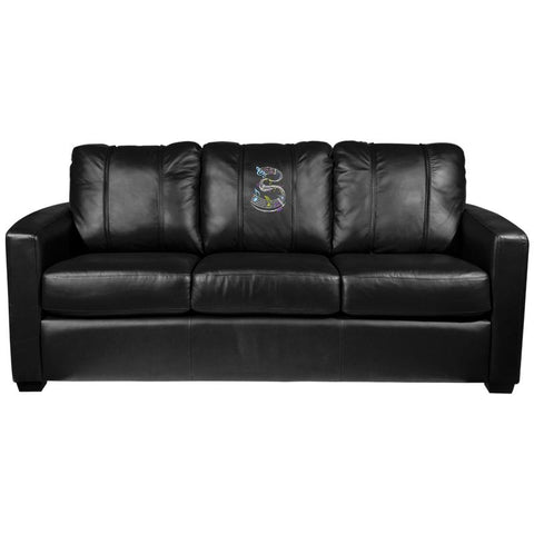 Silver Sofa with Music Notes Logo Panel