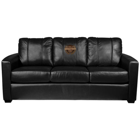 Silver Sofa with World's Greatest Dad Logo Panel
