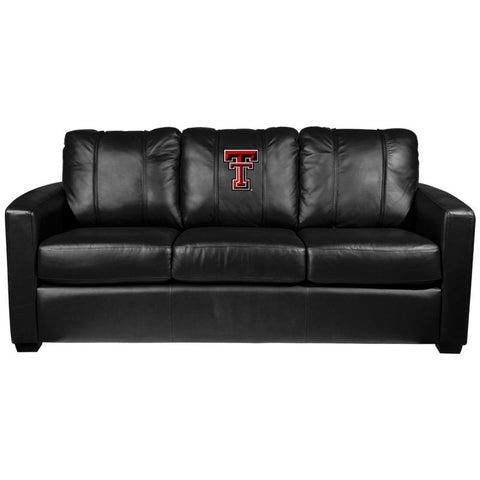 Silver Sofa with Texas Tech Red Raiders Logo