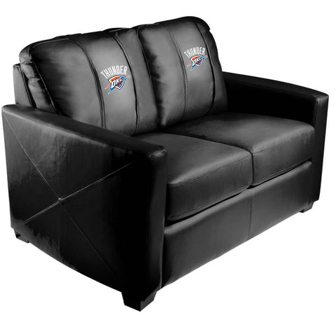 Silver Loveseat with Oklahoma City Thunder Logo