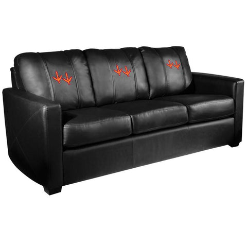 Silver Sofa with Virginia Tech Hokies Feet Logo