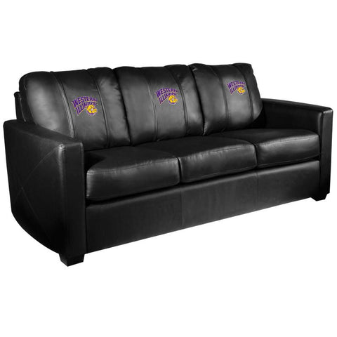 Silver Sofa with Western Illinois University Leathernecks Logo