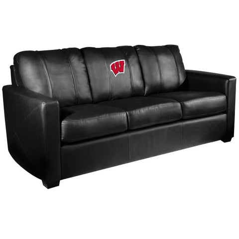 Silver Sofa with Wisconsin Badgers Logo