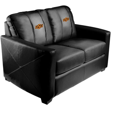 Silver Loveseat with Oklahoma State Cowboys Athl Logo
