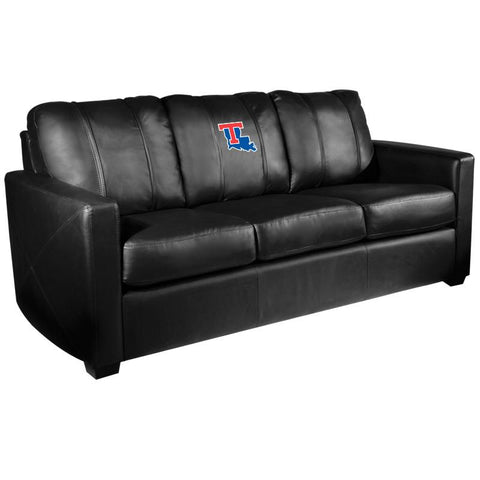 Silver Sofa with Louisiana Tech Bulldogs Logo