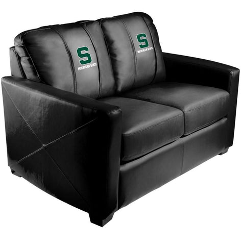 Silver Loveseat with Michigan State Secondary Logo