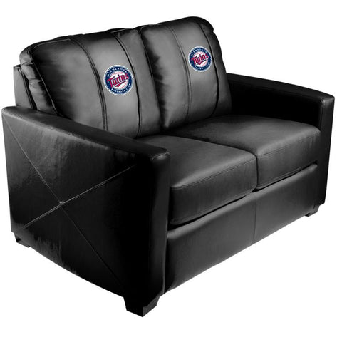 Silver Loveseat with Minnesota Twins Logo