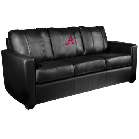 Silver Sofa with Alabama Crimson Tide Red A Logo